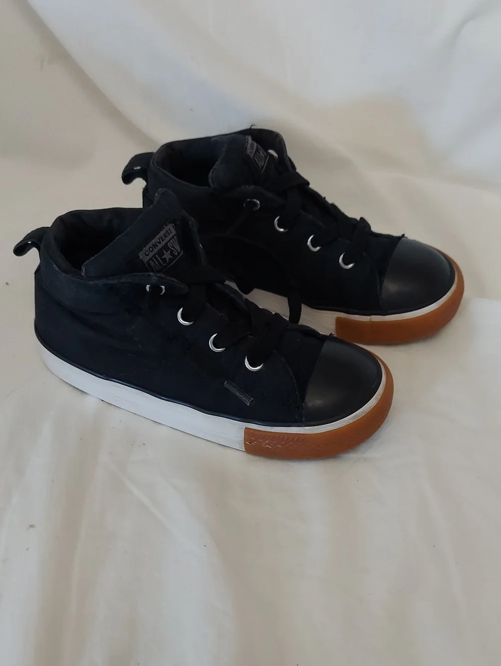 Converse Chuck Taylor All Star Street Mid Kids Shoes Black/Black/White size 10